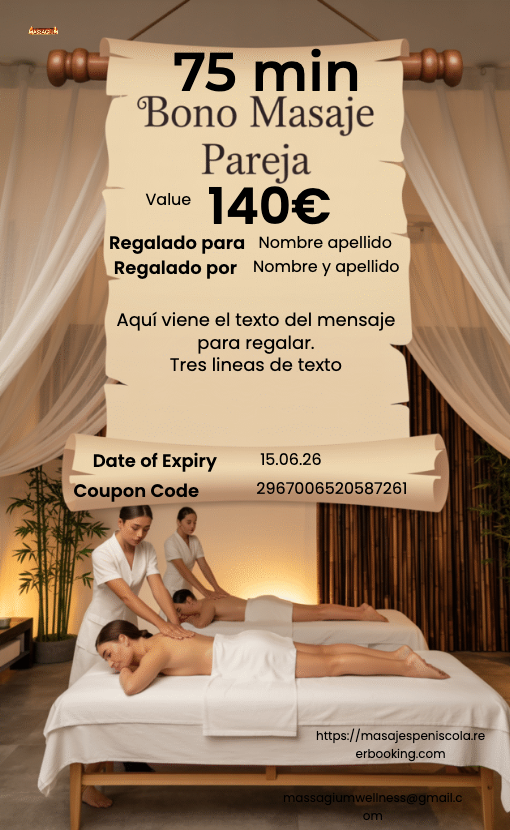 Masaje en pareja 75 minutos